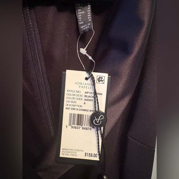 Adrianna Papell Black Satin Trim Jumpsuit - Picture 6 of 7